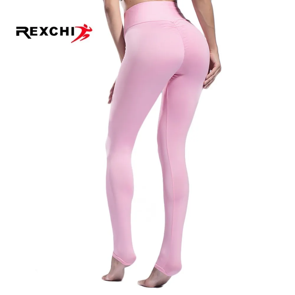 

REXCHI Seamless Legging Yoga Pants for Women Foot Tights Fold High Waist Sports Gym Fitness Female Sportwear Super Stretchy