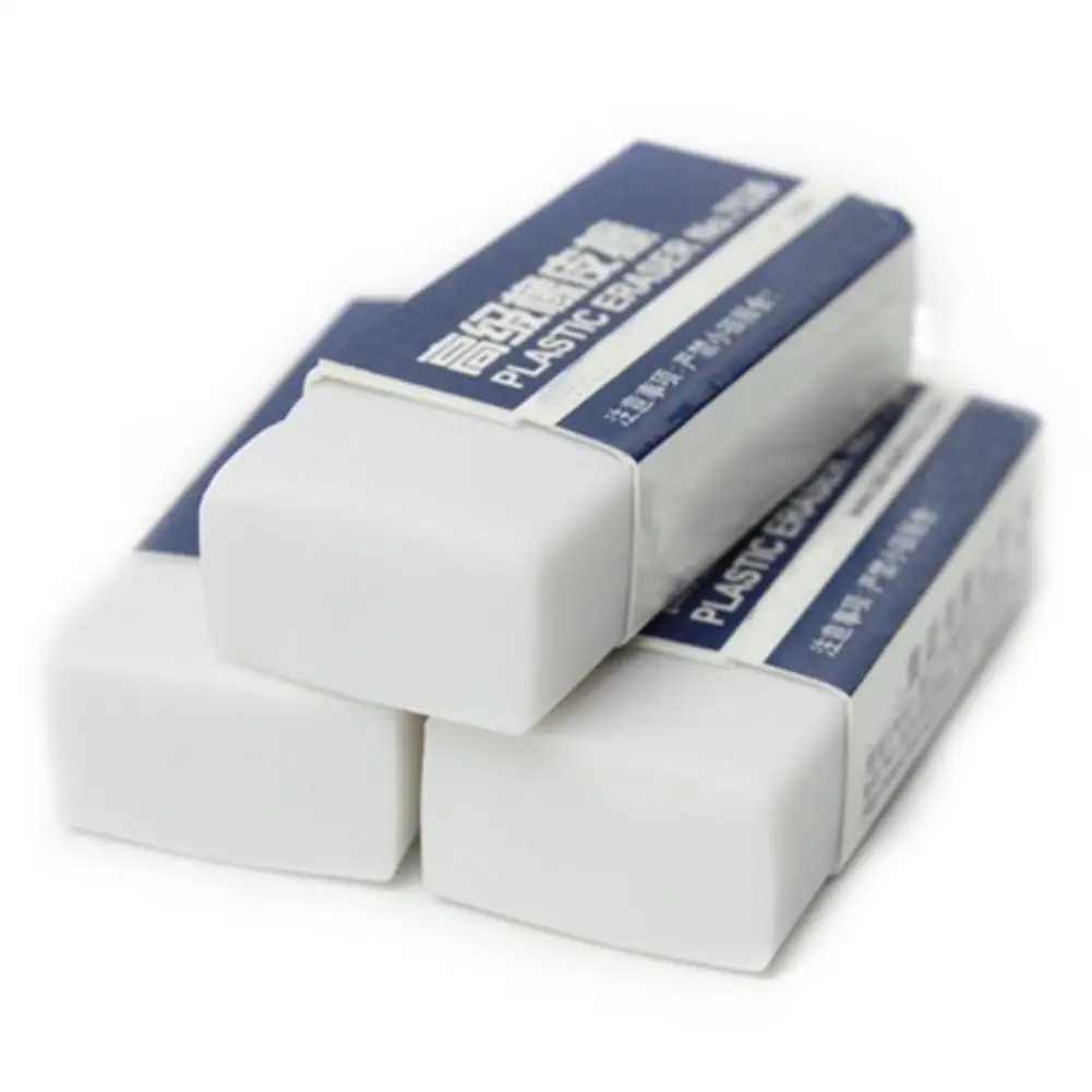 Pencil Erasers Rubbers School Office White Soft Dust Free Pack 8 