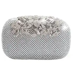 Уникальная Застежка Серебро алмазные Кристальные алмаз вечерние сумка клатч Кошелек вечерние выпускного бала