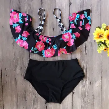 

2019 New Ladies Women Swimming Bikini Set Push-up Padded Swimwear Falbala Swimsuit Bathing Two-Piece Beachwear