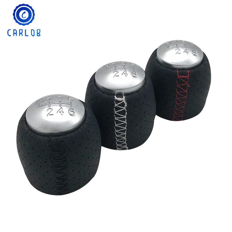 

Carlob 6 Speed Car Gear shift Knob For ALFA ROMEO 159 (05-11) BRERA SPIDER (06-11) Red White Black Line PU Leather Accessories