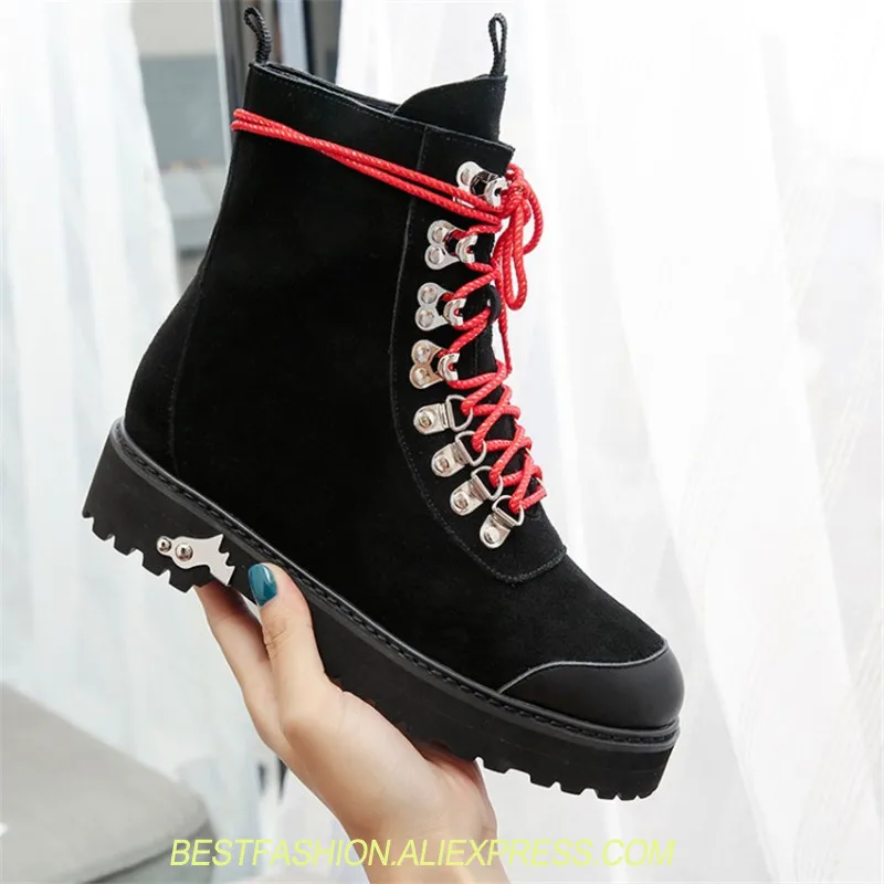 

Fashion Punk Gothic Style Cowboy Women Martin Lace up Round Toe Boots Women Shoes Short Boots Street haulage motor mujer zapatos