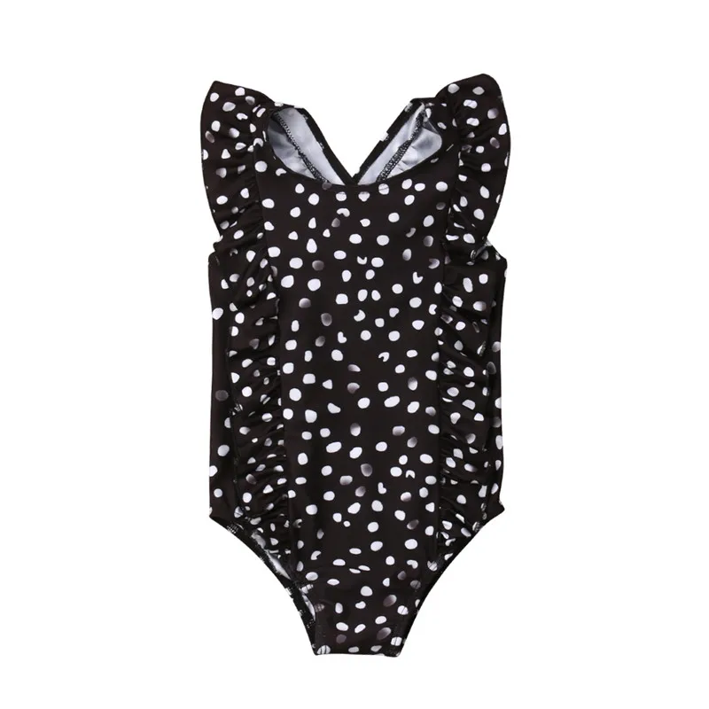 

2019 Summer Toddler Kids Baby Girls Sleeveless Bodysuit Polka Dot Print Swimwear Swimsuit Bikini Bathing Beach One-pieces