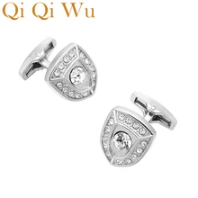 QiQiWu Luxury Shield shape Cufflinks for mens Wedding Jewelry Mens Shirt Cuff Buttons Gifts for Men Silver Plated Arm Cuff links QiQiWu Luxury Shield shape Cufflinks for mens Wedding Jewelry Mens Shirt Cuff Buttons Gifts for Men Silver Plated Arm Cuff links