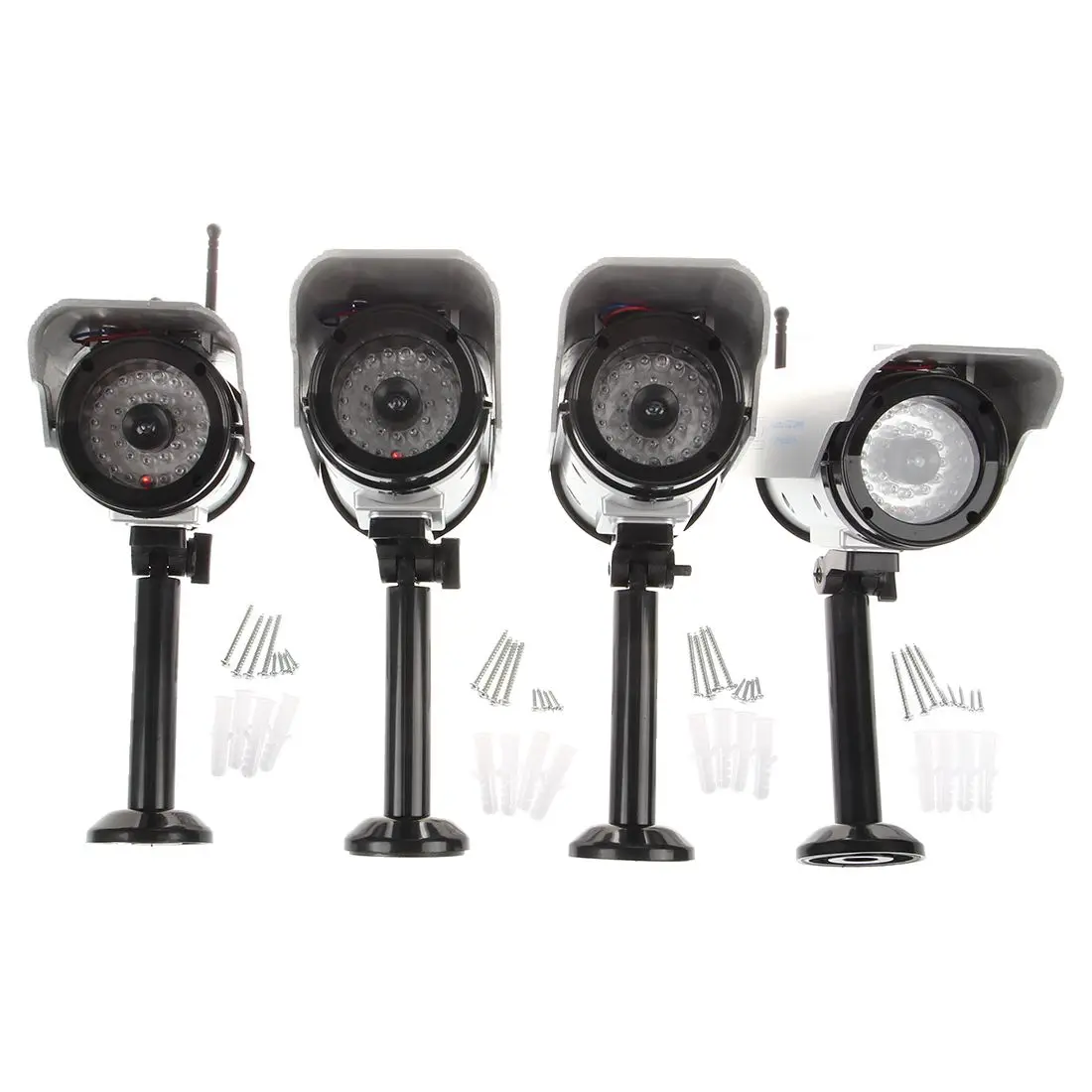 

4 x Solar Dummy Wireless Dummy Security Camera Powered IR LED lamp outdoor CCTV IP camera for safety in garden shed loading S