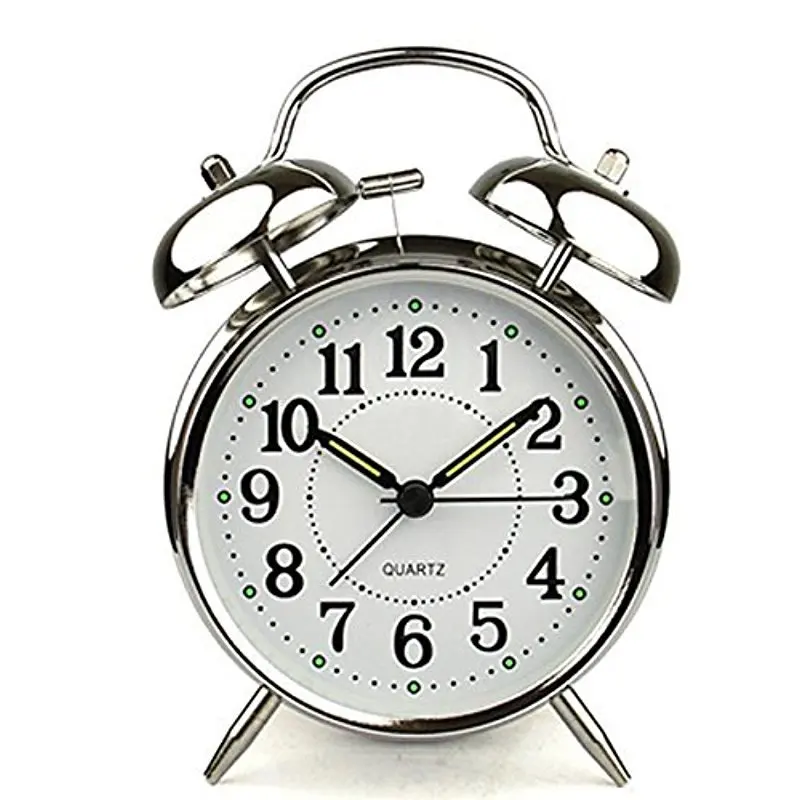 Adeeing 4 Inch Silent Quartz Analog Twin Bell Alarm Clock With Nightlight And Loud | Дом и сад