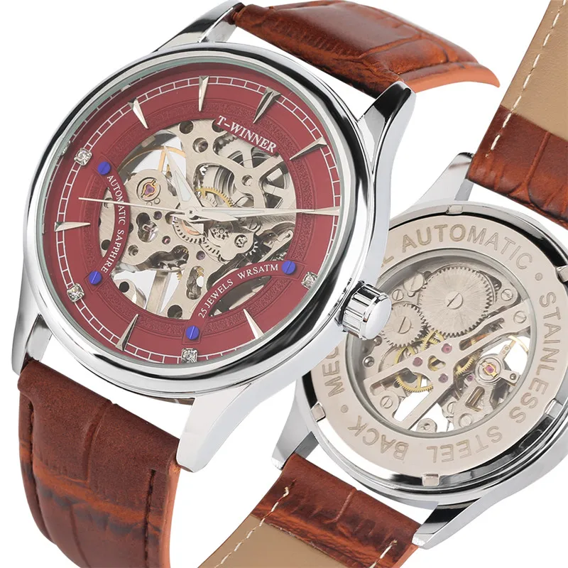 

Hand-winding Mechanical Watch Elegant Skeleton Mechanical Watch Movement for Men Gear Luminous Hands Mechanical Wristwatches