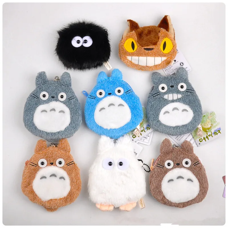 

12cm Japan Anime Hayao Miyazaki My Neighbor Totoro Plush Cat Bus Totoro Fairydust Kawaii Coin Soft Plush Purse Card Hand Bag