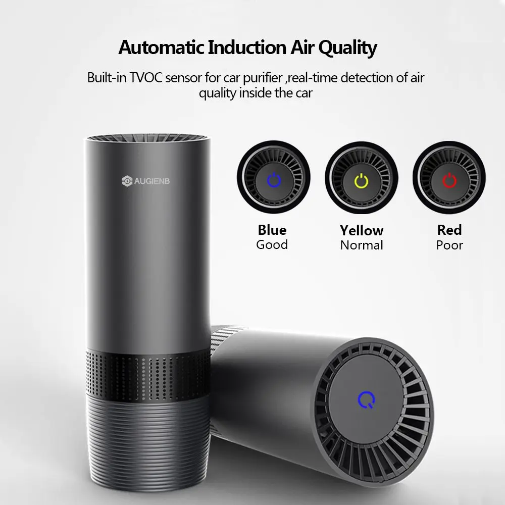

AUGIENB Mini Car Home Air Purifier HEPA Fresh Air Negative Ion Purifier Oxygen Removes Smoke Odors Dust Night Light Air Cleaner
