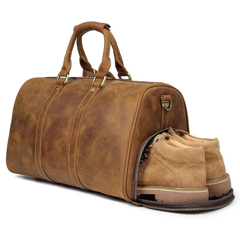 

High Capacity Handbag Cow Leather Men Travel Bags Carry On Luggage Bags Men Duffel Bag Travel Tote Large Weekend Bag Overnight