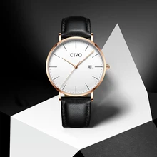 CIVO 2019 Fashion Classic Men Watch Luxury Genuine Leather Quartz For Mens Wristwatch top brand Waterproof Watches reloj hombre men watches eyki brand luxury waterproof genuine leather quartz watch classic independent seconds fashion casual watches hodinky