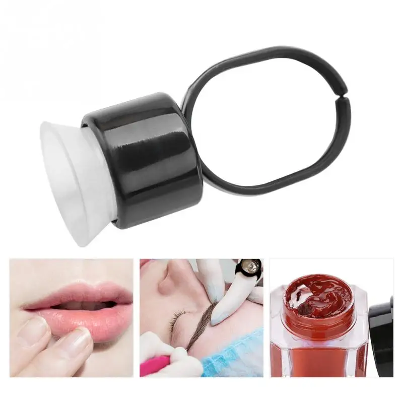

New 2 Colors Disposable Tattoo Ink Ring Cups With Sponge Pigment Microblading Permanent Makeup Tattoo Tool ac