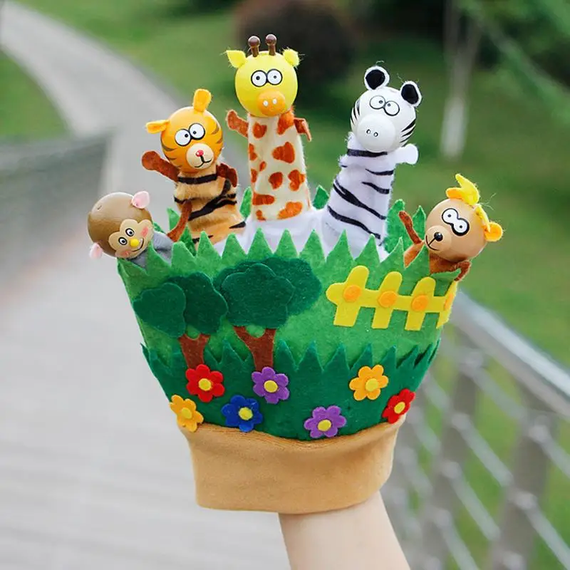 Семейные пальчиковые игрушечное Животное пальчиковые игрушки из плюша, Детские Сувенирные игрушки, куклы, детские развивающие ручные