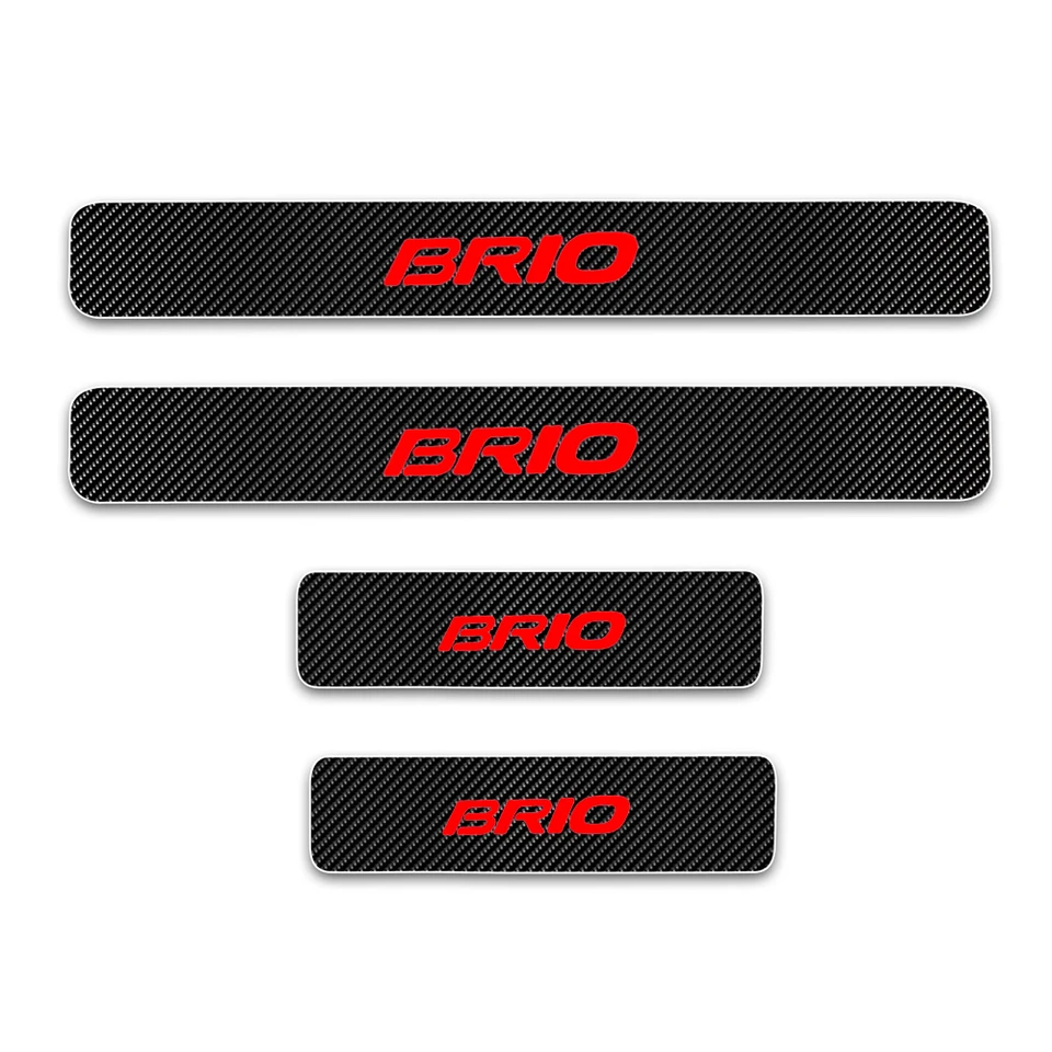 Carbon Fiber Vinyl Sticker For Honda Brio Car Door Sill Scuff