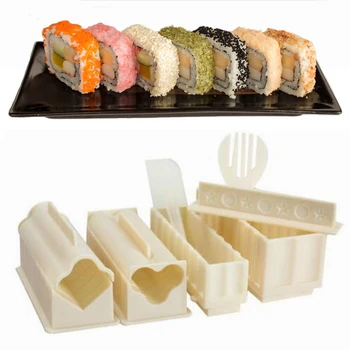 

1set Sushi Maker Kit Rice Roll Mold Kitchen DIY Easy Chef Set Mould Roller Tool