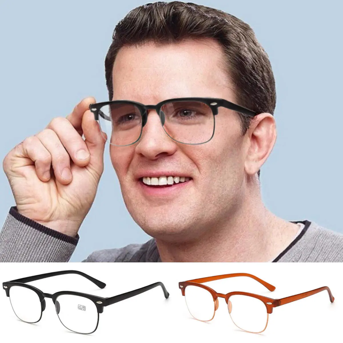 Classic Light Reading Glasses Resin Lens Men Women Glasses Far Sight Eyeglasses Clear Lens