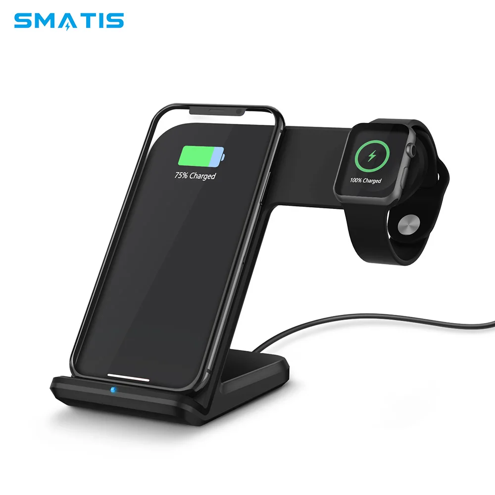 

2 in 1 Fast Wireless Charger Quick Charge 3.0 for iPhone X XS Max XR Apple Watch 4 3 2 Charger Samsung S9 Mi 9 Wireless Charging