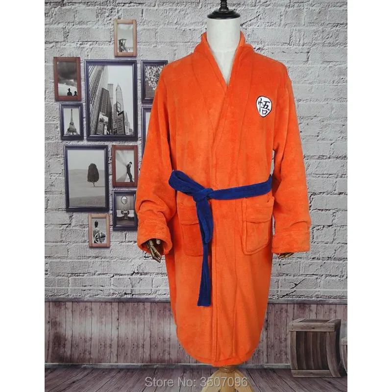 

Anime Dragon Ball Thermal Flannel Bathrobe Winter Men Kimono Bath Robe Unisex Goku Cosplay Costumes Dressing Gown