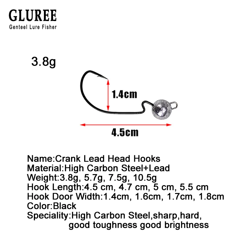 GLUREE 5 шт. 3 8g 7g 7 5g 10 приманка со свинцовым крючок рыболовный рукоятка джига крючки