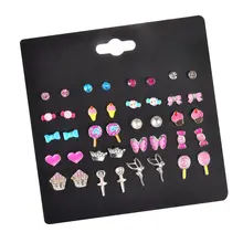 Милые разноцветные маленькие серьги-гвоздики в виде животных, фруктовые серьги, набор для девочек-подростков, милый подарок для детей, красивые серьги