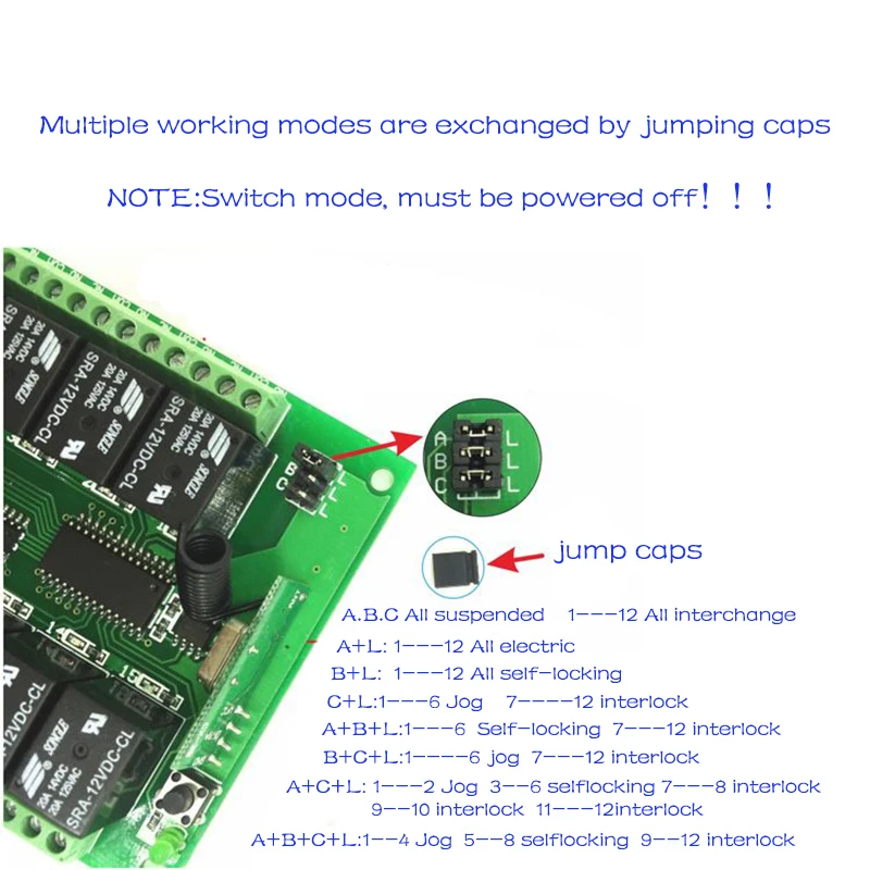 transmissor receptor dc12v 24v 12ch canais 12ch rf 315 433 mhz rele 05
