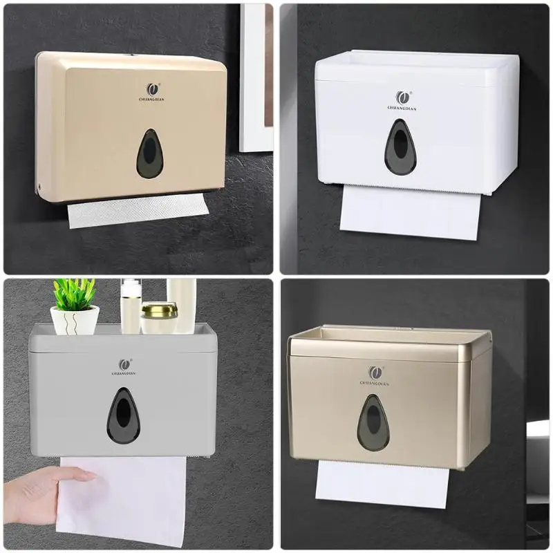

Multi-functional Wall Mounted Toilet Paper Tissue Box Towel Rack Holder Home Kitchen Bathroom Rest Room Roll Towel Dispenser
