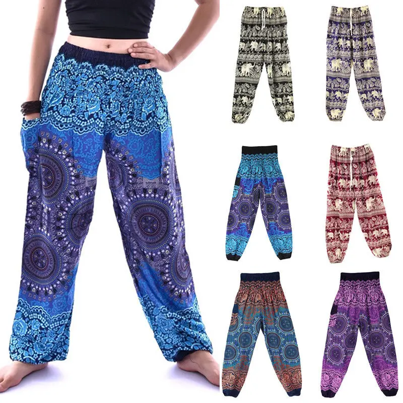 Women’s Girls Ali Baba Harem Trousers Hippy Floral Flower Baggy Loose 12 14 16