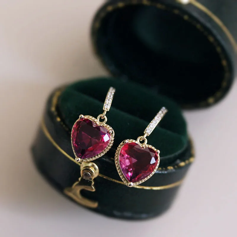 Серьги подвески женские с фиолетовым и розовым камнем фианитом|Серьги-подвески| |