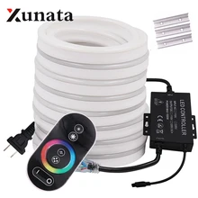 Цветная(RGB) неоновый светильник в виде ленты гибкий светодиодный неоновая вывеска для организаций и магазинов Ночной светильник лампа 2835 5050 120 светодиодный s/m Светодиодные ленты дистанционного 24Key 110V 220V