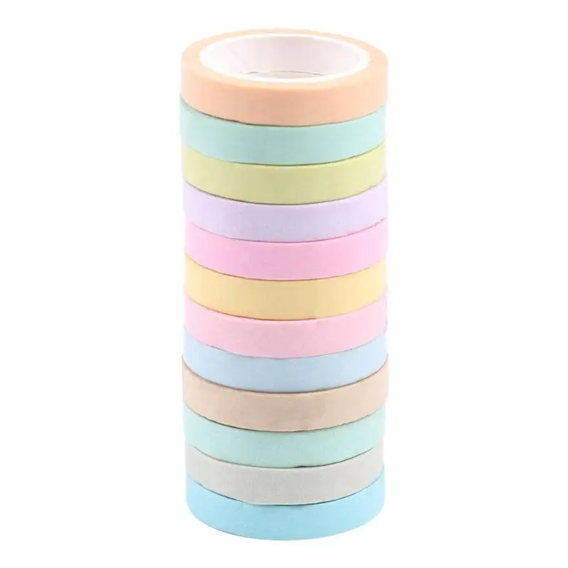 

12pcs Lovely Rainbow Washi Paper Adhesive Tape Scrapbook Stationery Sticker