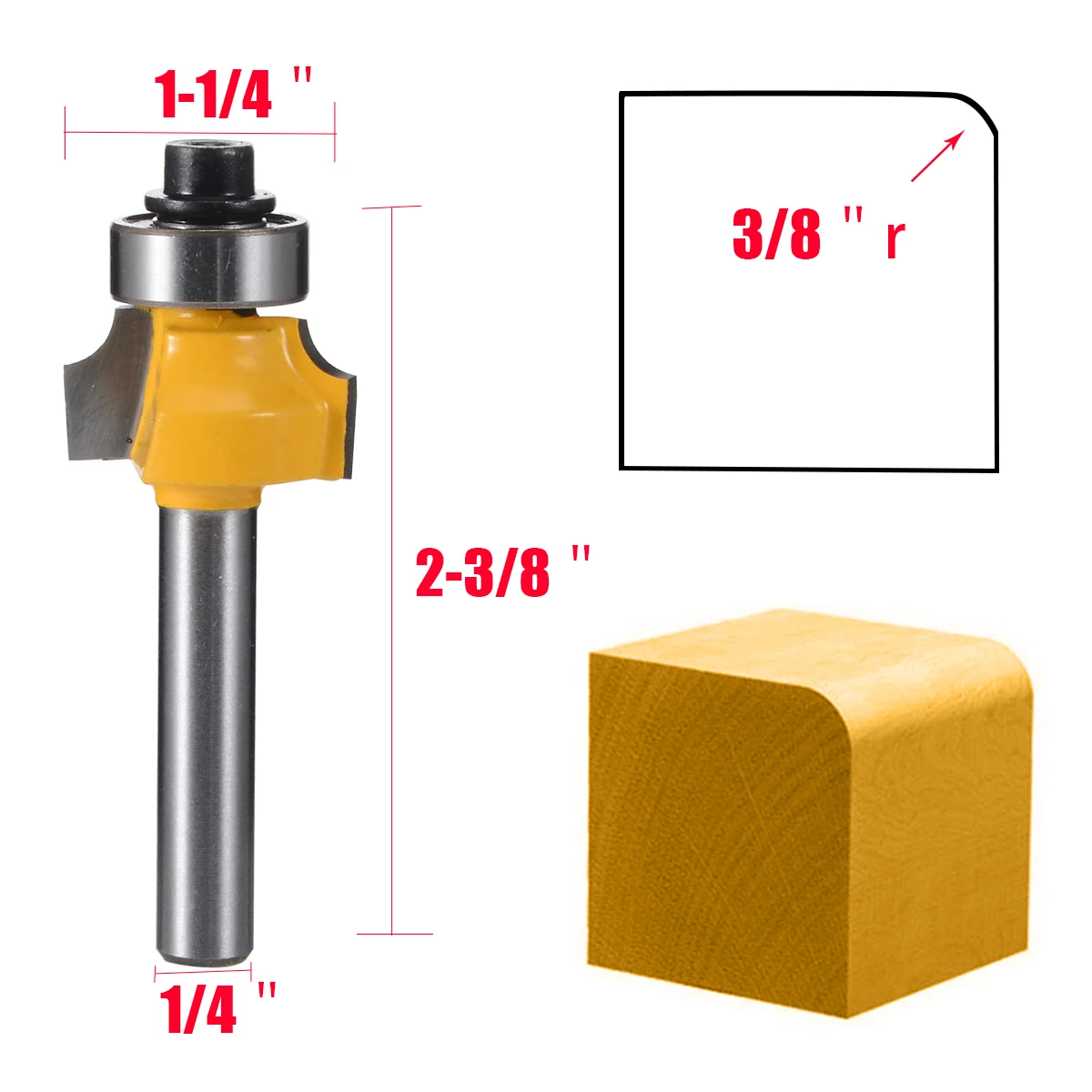 4 шт. Набор бит с круглым хвостовиком 1/4 &quot радиус 1/2&quot 3/8 &quot1/4&quot 1/8 &quotдля Wooworking