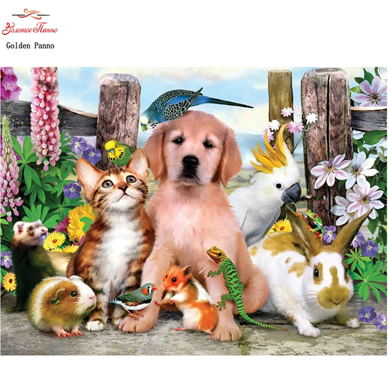 GoldenPanno Diamond Mosaic Dog Pattern Diy Full Square Embroidery Animal Series Home Decor Children Gift Unfinished Art | Дом и сад