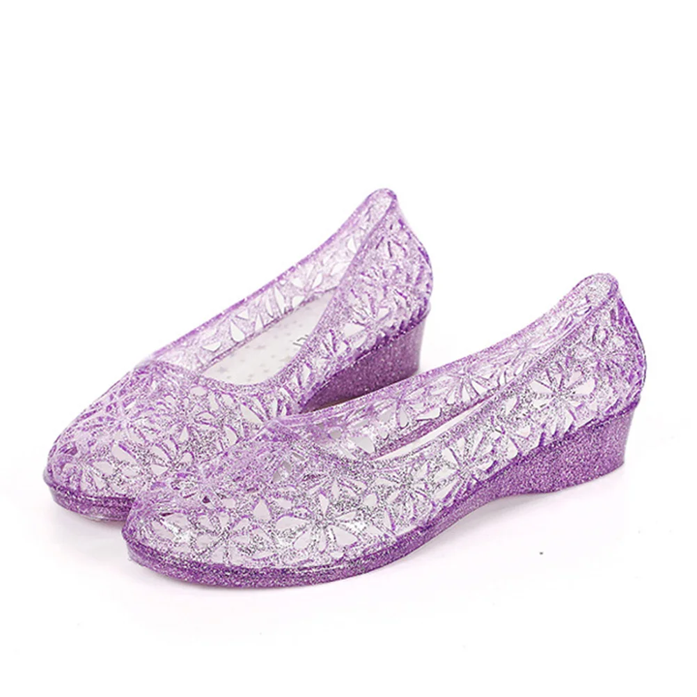 Открытые летние сандалии женские босоножки на танкетке с открытым носком Милая прозрачная обувь Женская Популярная летняя обувь для женщин, размер 36-40