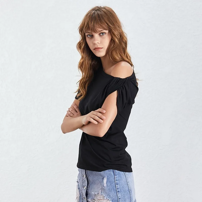 TWOTWINSTYLE однотонная Повседневная футболка для женщин с коротким рукавом большого