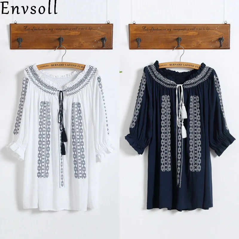 Envsoll 2018 New Summer Maternity Blouse Floral Embroidery Loose Shirts