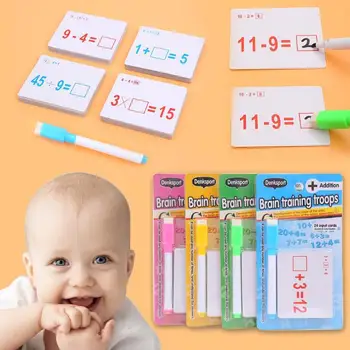 

Reusable Mathematics Card Enlightening Puzzle Science Teaching Resouce with Erasable Children Early Educational Math Calculate