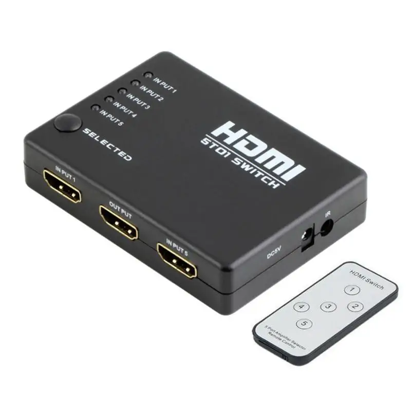 HDMI коммутатор 5 портов 1080p HDMI Выключатель Переключатель Селектор сплиттер концентратор ИК пульт дистанционного управления для HDTV