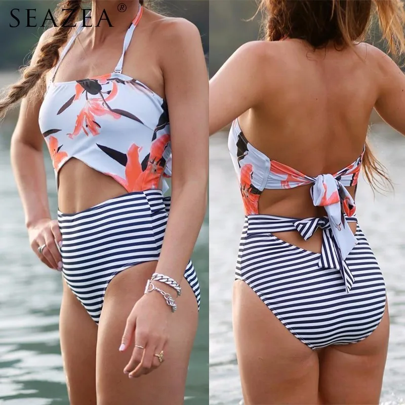 

2018 High Waist Sexy Bikini Set Swimwear Women String Swimsuit For Beach Frenal Swimming Suit Print Biquini Plus Size XXl