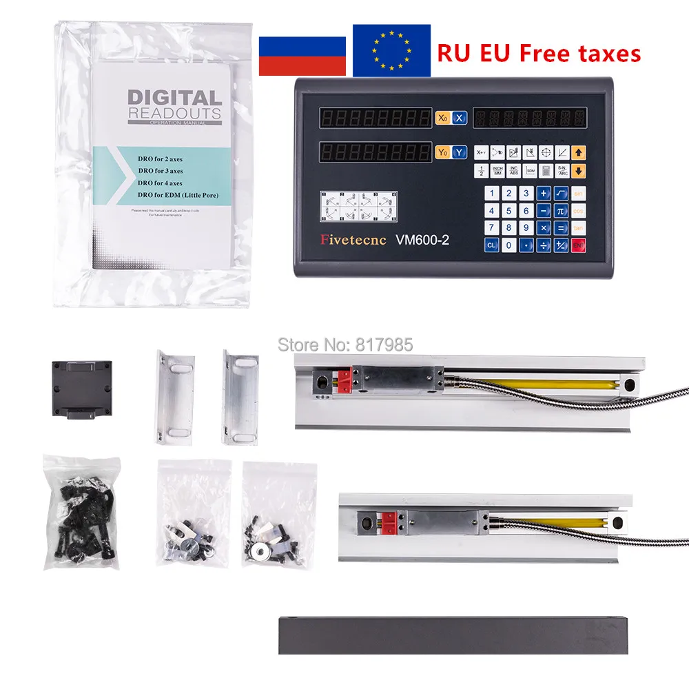 

DRO 2 Axis digital readout DRO display + 70-1020mm travel linear scale linear encoder for milling lathe machine