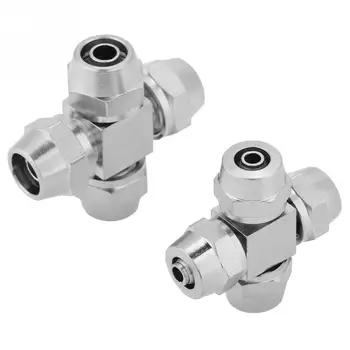 

6/8mm TCopper Nickel Plating-type 4-ways Pneumatic Female Thread Quick Fitting Connector Tracheal Joint for Piping Systems