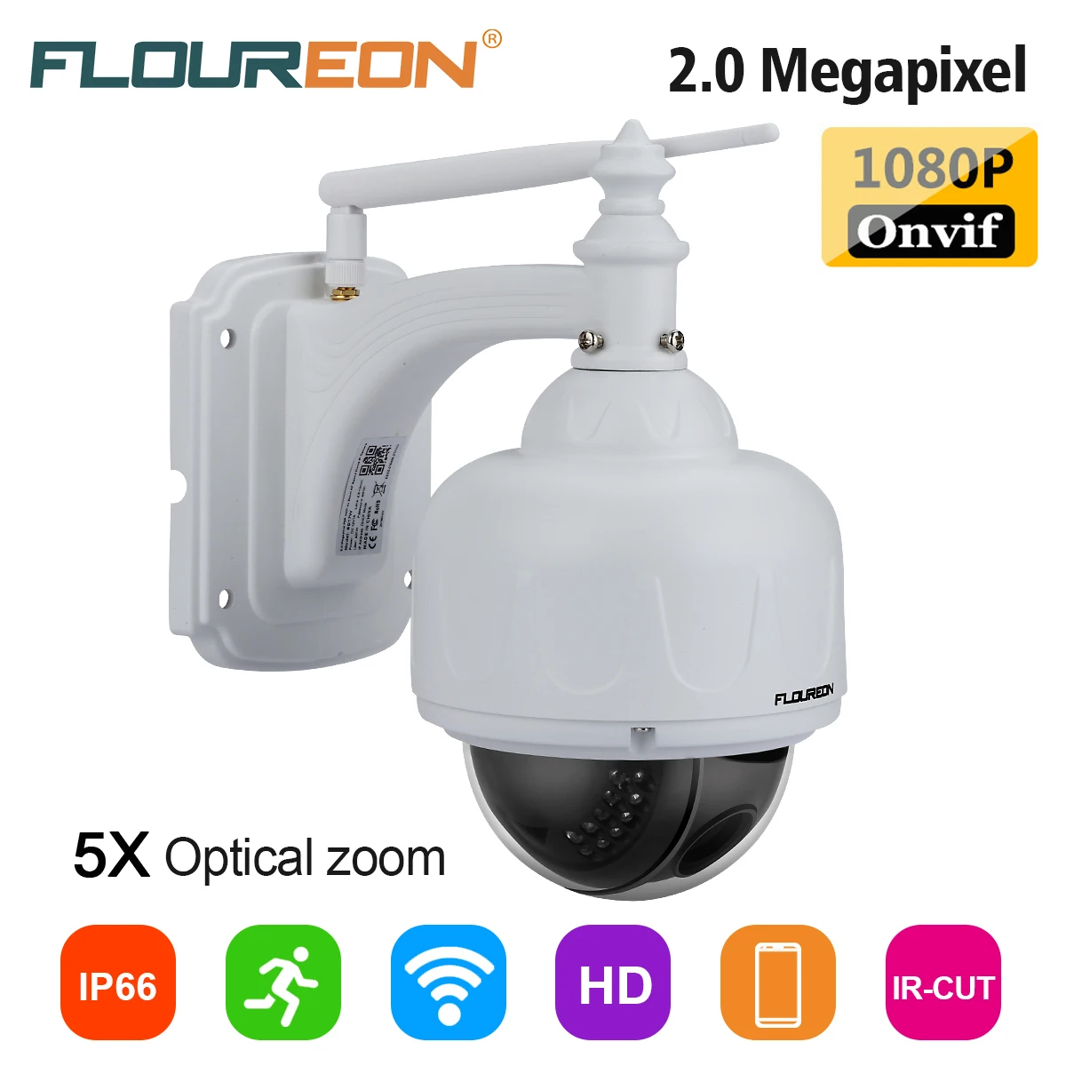 FLOUREON 1080P Wifi 2 7 13 5 мм H.264 беспроводная CCTV безопасность TF Micro SD карта 5xzoom IR CUT IP66