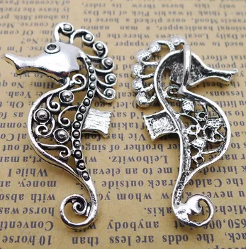 

30pcs Exquisite hollow Seahorse charms pendants 27*51mm Antique silver bag accessories craft Jewelry earring bracelet necklace