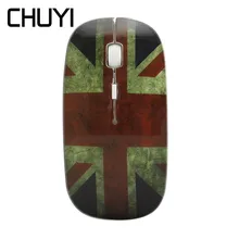 CHUYI классная беспроводная мышь с британским флагом, 2,4 ГГц, USB 1600 dpi, оптическая Ультратонкая мышь, тонкая компьютерная мышь для ПК, девушек, ноутбуков