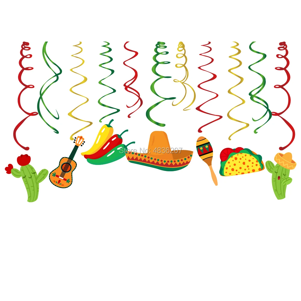ПВХ спиральный подвесной Swirls Five De Mayo Fiesta вечерние Красочные украшения для