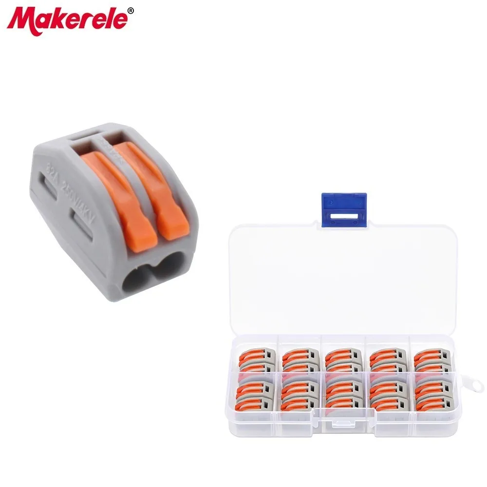 

wago 20pcs Universal Compact Fast Wire Wiring Connector 2 Pin mini wire connector Conductors Terminal Block