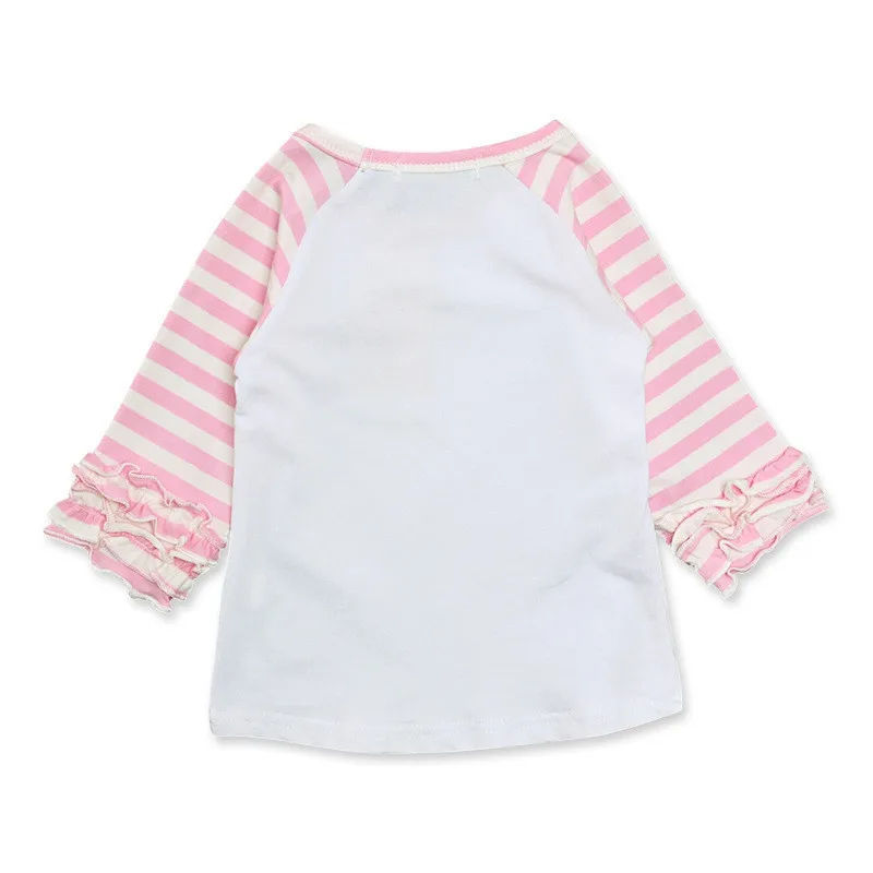 New Arrival Baby Girls Print Pink Bunny Rabbit Cute Striped Cotton Boutique Top T-shirt Children Clothes White Ruffles New Arrival Baby Girls Print Pink Bunny Rabbit Cute Striped Cotton Boutique Top T-shirt Children Clothes White Ruffles