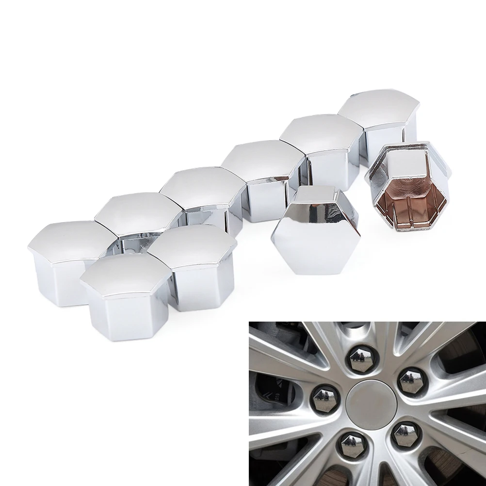 

10pcs/Pack Hexagonal Wheel Lug Nuts Covers Bolts Covers Screw Protect Caps For Peugeot 307 308 408 206 207 C4L C5 (Silver)