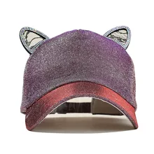 Snapback/милые бейсбольные кепки с кошачьими ушками и блестками для женщин; модная Регулируемая шапка в стиле хип-хоп с кольцами; подарок Bone Gorras