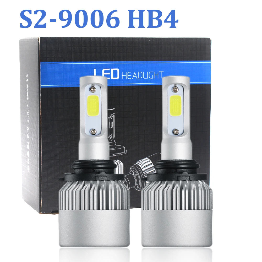 

1pair 9006 HB4 LED Headlight Bulb S2 6500K White 8000LM Single Beam COB Chip LED Car Headlight Bulbs Auto Fog Lamp Driving Light