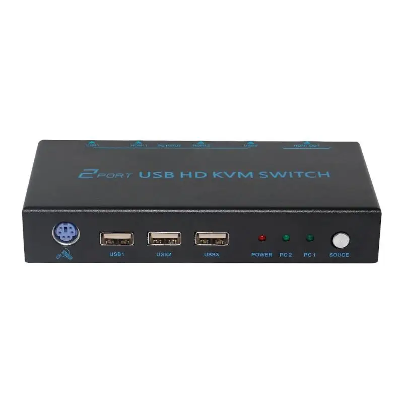 

2 Ports HDMI KVM Switcher Splitter Adapter Support 1080P 4K Keyboard Mouse